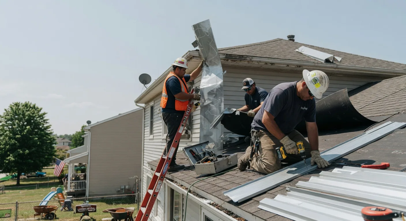 Storm Damage Metal Roof Repair in New Waverly, IN